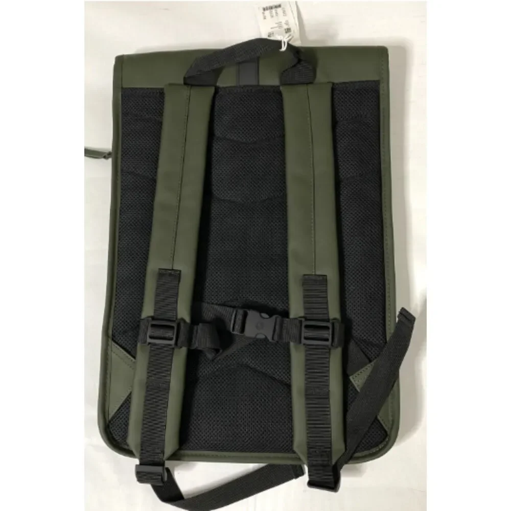 Rains Green Rolltop Rucksack Waterproof Backpack Carabiner Strap Laptop 18